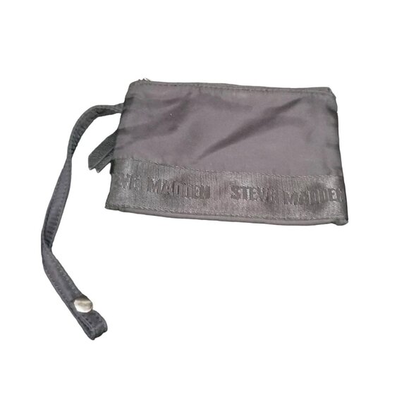 Steve Madden Wallet Clutch Bag Black Soft Gold Zip Wristlet Clip On - Picture 1 of 3